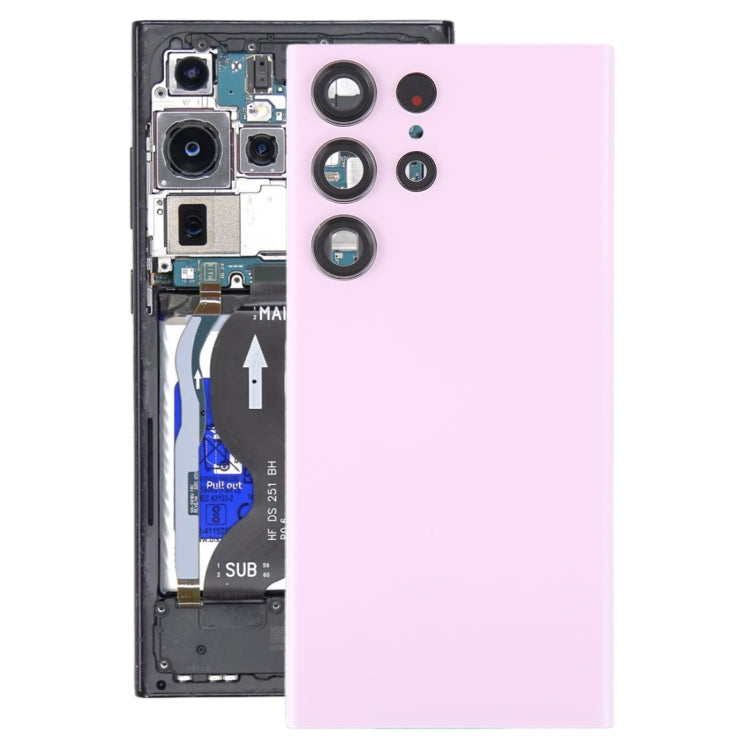 For Samsung Galaxy S23 Ultra SM-S918 Glass Battery Back Cover with Camera Lens Cover(Pink) - free shipping - PMc TechLife - Order now!