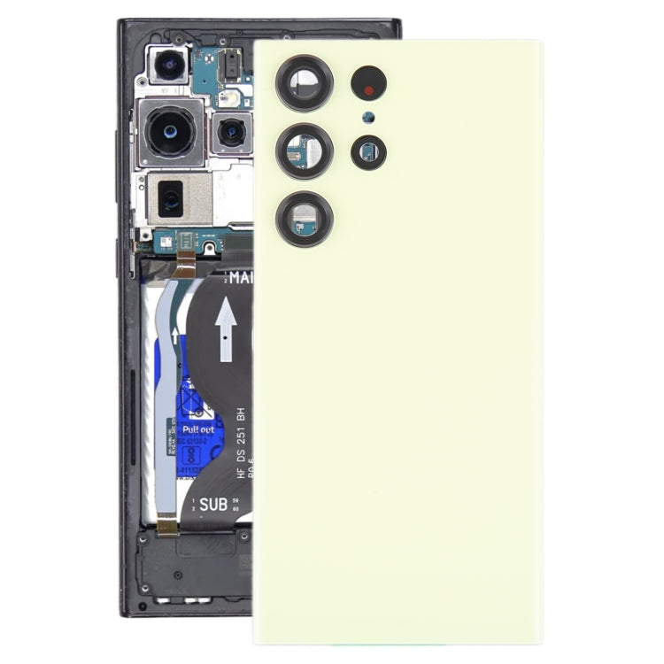 For Samsung Galaxy S23 Ultra SM-S918 Glass Battery Back Cover with Camera Lens Cover(Yellow) - free shipping - PMc TechLife - Order now!