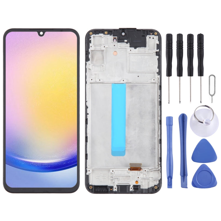 For Samsung Galaxy A25 SM-A256B 6.43 inch OLED LCD Screen Digitizer Full Assembly with Frame (Black) - free shipping - PMc TechLife - Order now!