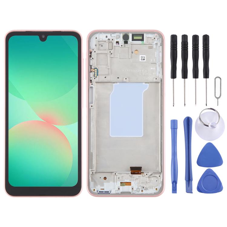 For Samsung Galaxy A26 SM-A266B 6.46 inch OLED LCD Screen Digitizer Full Assembly with Frame (Pink) - free shipping - PMc TechLife - Order now!