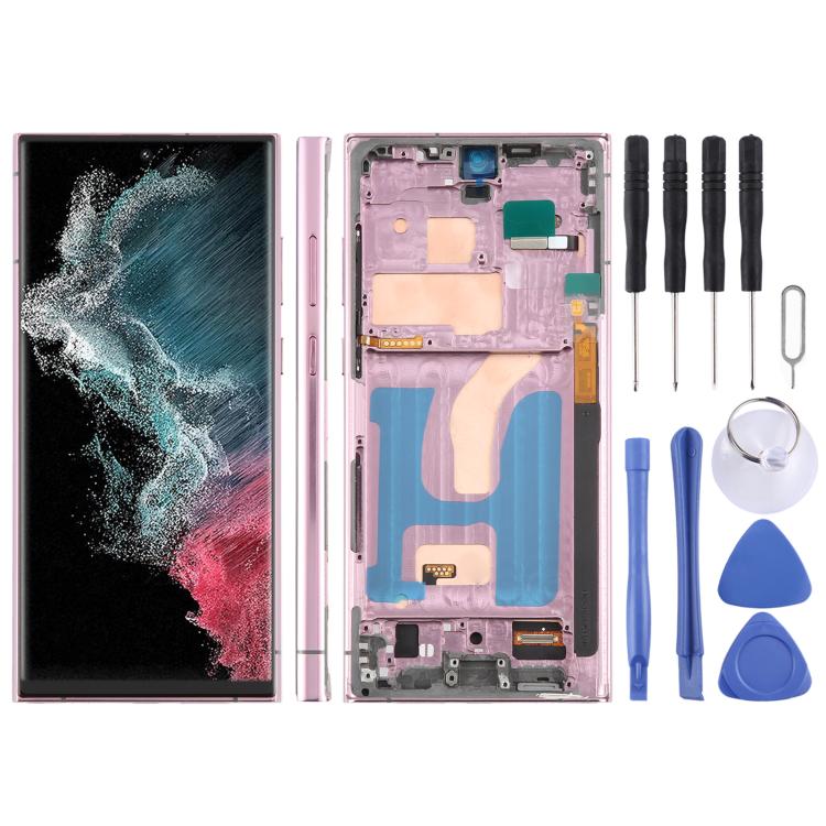 For Samsung Galaxy S22 Ultra SM-S908B 6.72 inch TFT LCD Screen Digitizer Full Assembly with Frame, Not Supporting Fingerprint Identification (Purple) - free shipping - PMC TechLife - Order now!