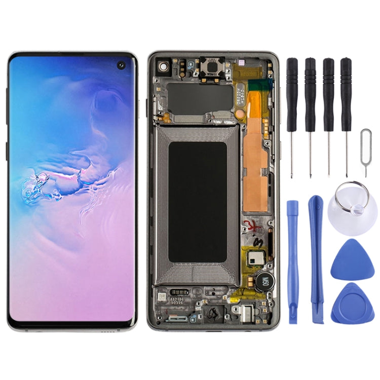 Original Super AMOLED LCD Screen with Frame for Galaxy S10 4G Digitizer Full Assembly (Black) - free shipping - PMc TechLife - Order now!