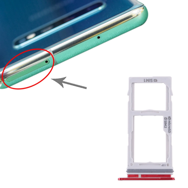For Samsung Galaxy S10+ / S10 / S10e SIM Card Tray + Micro SD Card Tray (Red) - free shipping - PMc TechLife - Order now!