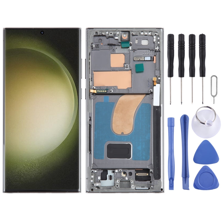 For Samsung Galaxy S23 Ultra SM-S918B EU Edition Original LCD Screen Digitizer Full Assembly with Frame (Green) - free shipping - PMC TechLife - Order now!