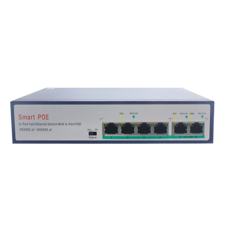 ESCAM POE 4+2 6-Port Fast Ethernet Switch 4-Port POE 10/100M 120W Network Switch, Transmission Distance: 150m(Black) - free shipping - PMC Jewellery - Order now!