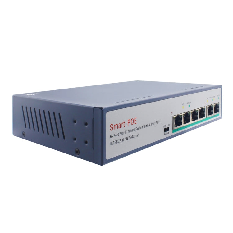 ESCAM POE 4+2 6-Port Fast Ethernet Switch 4-Port POE 10/100M 120W Network Switch, Transmission Distance: 150m(Black) - free shipping - PMC Jewellery - Order now!