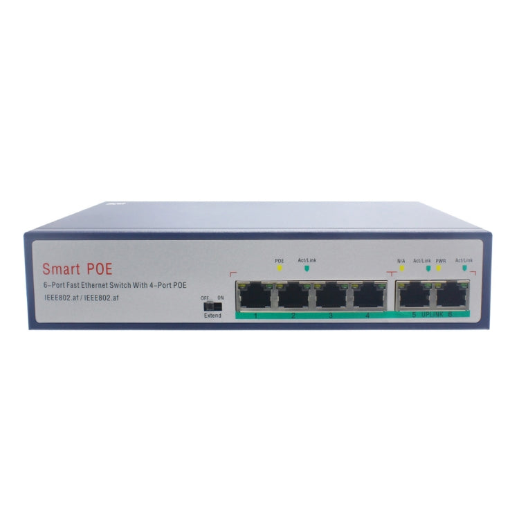 ESCAM POE 4+2 6-Port Fast Ethernet Switch 4-Port POE 10/100M 120W Network Switch, Transmission Distance: 150m(Black) - free shipping - PMC Jewellery - Order now!