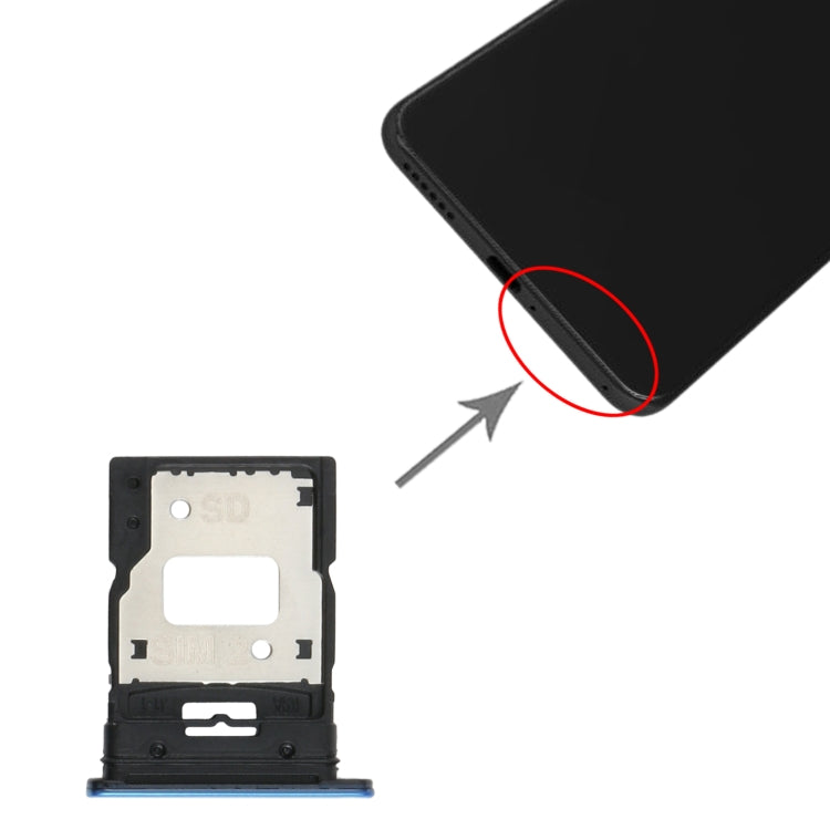 SIM Card Tray + SIM Card Tray / Micro SD Card Tray for Xiaomi Mi 11 Lite/11 Lite 5G NE M2101K9AG(Blue) - Card Tray by PMC TechLife | Online Shopping South Africa | PMC TechLife | Buy Now Pay Later Mobicred