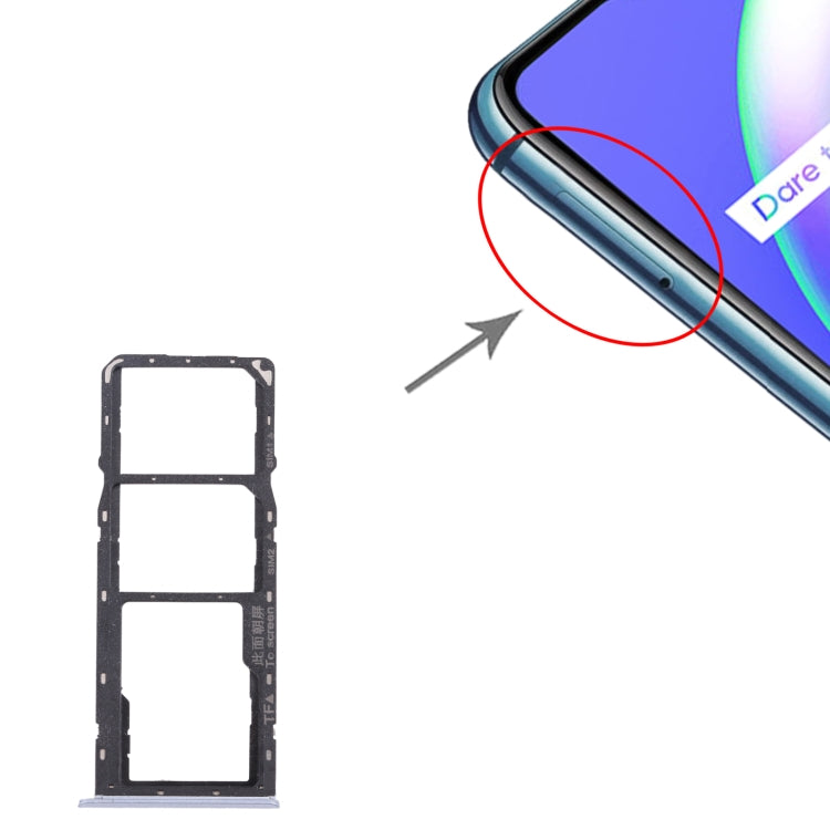 For OPPO Realme C12 RMX2189  SIM Card Tray + SIM Card Tray + Micro SD Card Tray (Silver) - Card Socket by PMc TechLife | Online Shopping South Africa | PMc TechLife | Buy Now Pay Later Mobicred