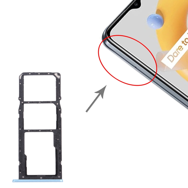 For OPPO Realme C20 / Realme C20A RMX3063, RMX3061  SIM Card Tray + SIM Card Tray + Micro SD Card Tray (Blue) - Card Socket by PMc TechLife | Online Shopping South Africa | PMc TechLife | Buy Now Pay Later Mobicred