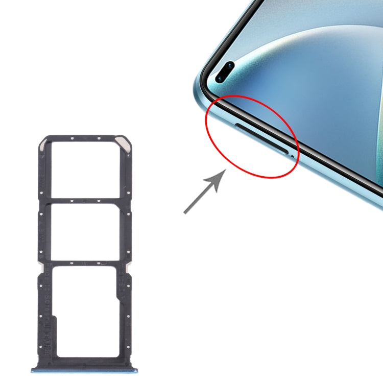 For OPPO A74 5G / A54 5G / A93 PCGM00, PEHM00  SIM Card Tray + SIM Card Tray + Micro SD Card Tray(Blue) - Card Tray by PMc TechLife | Online Shopping South Africa | PMc TechLife | Buy Now Pay Later Mobicred