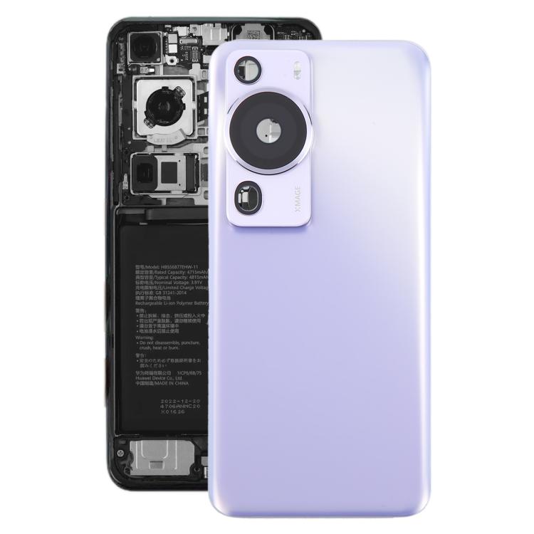 For Huawei P60 Pro Battery Back Cover with Camera Lens Cover(Purple) - Back Cover by PMc TechLife | Online Shopping South Africa | PMc TechLife | Buy Now Pay Later Mobicred