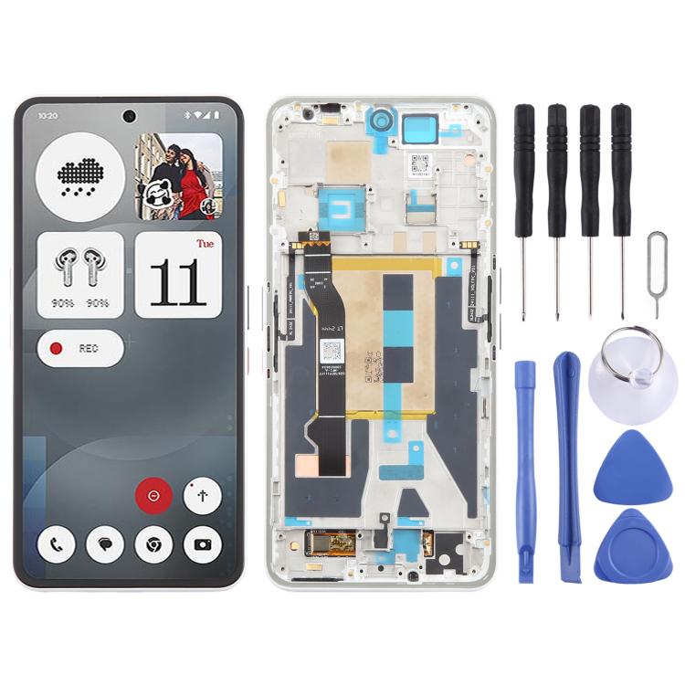 For Nothing Phone 3a A059 AMOLED Original LCD Screen Digitizer Full Assembly with Frame (White) - free shipping - PMc TechLife - Order now!