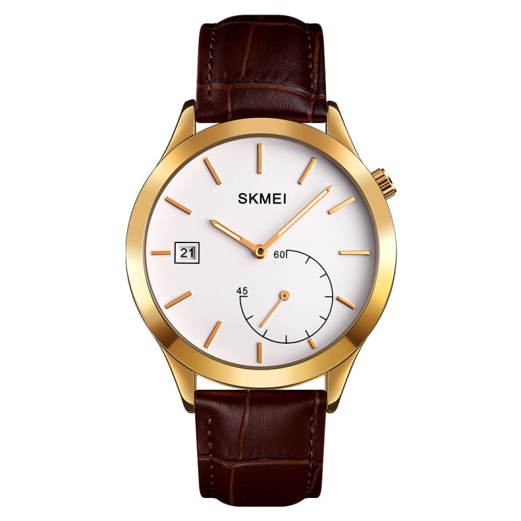 SKMEI 1581 Creative Fashion Men Watch Simple Casual Outdoor Sports Waterproof Two-Pin Quartz Watch(Gold Coffee) - free shipping - PMC TechLife - Order now!