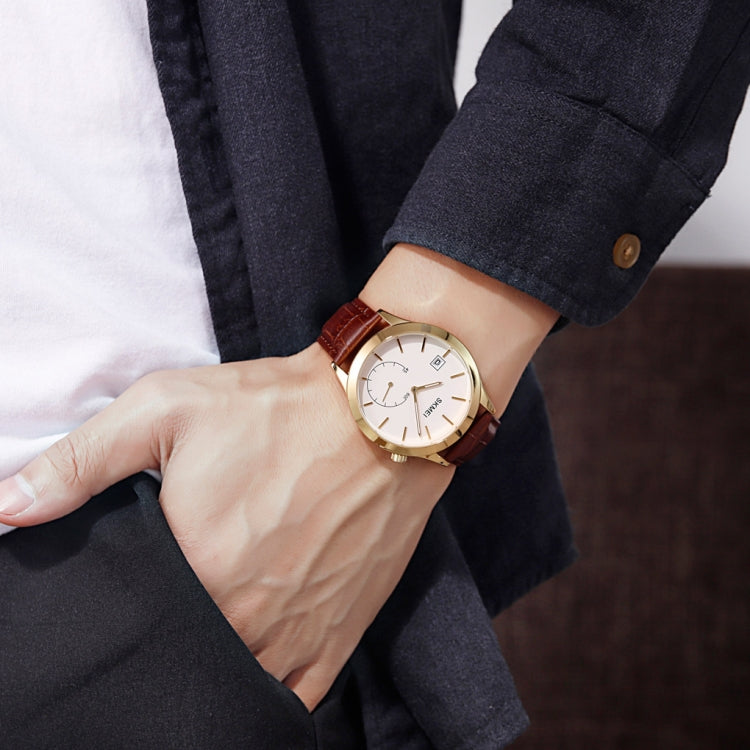 SKMEI 1581 Creative Fashion Men Watch Simple Casual Outdoor Sports Waterproof Two-Pin Quartz Watch(Gold Coffee) - free shipping - PMC TechLife - Order now!