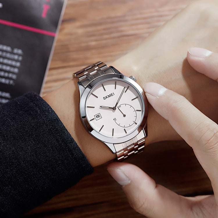 SKMEI 1581 Creative Fashion Men Watch Simple Casual Outdoor Sports Waterproof Two-Pin Quartz Watch(Silver Steel Belt) - free shipping - PMC TechLife - Order now!