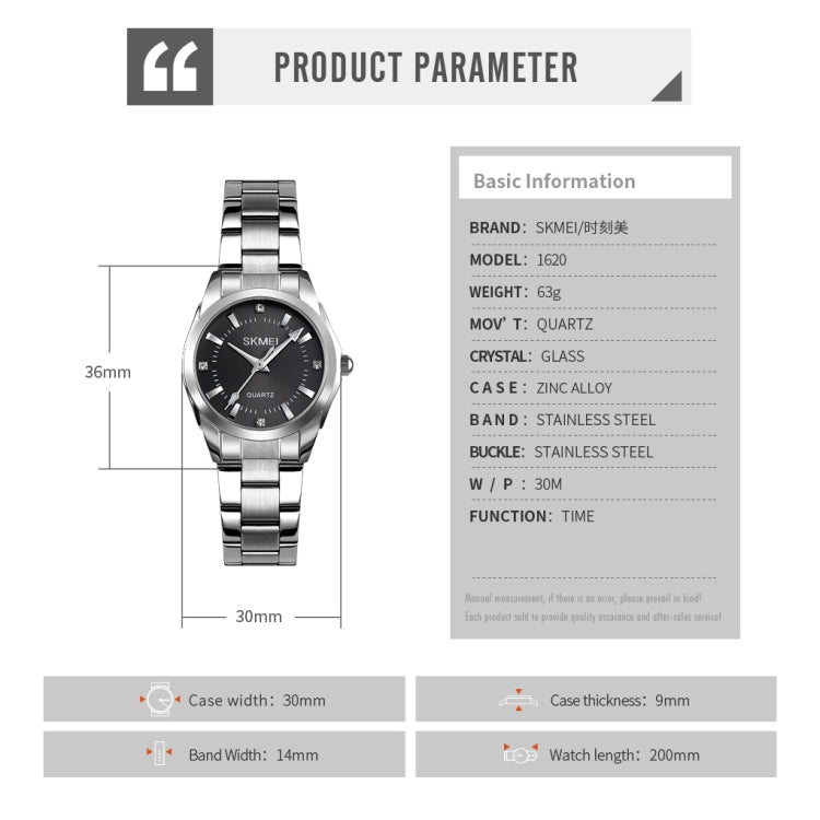 SKmei 1620 Delicate Rhinestone Creative Casual Waterproof Quartz Women Watch Steel Strap Watch(Blue) - free shipping - PMC TechLife - Order now!