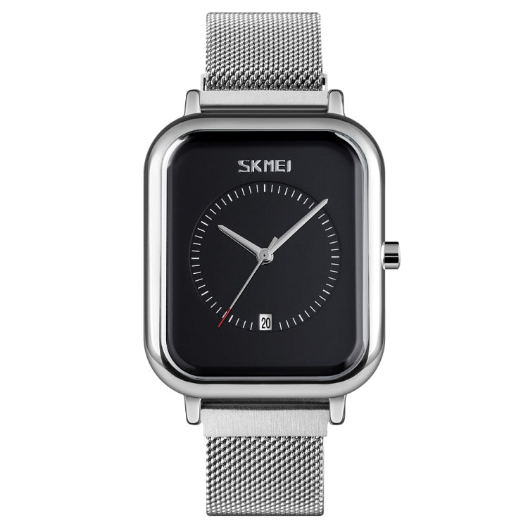 SKMEI 9207 Fashion Creative Simple Watch Men Magnetic Buckle Mesh Belt Steel Belt Couple Quartz Watch(Silver Black) - free shipping - PMC TechLife - Order now!