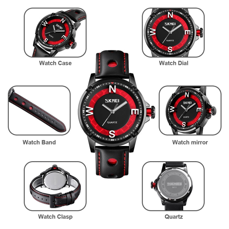 SKMEI 9211 Fashion Sports Stereo Dial Luminous Pointer Creative Watch Business Trend Men Quartz Watch(Red) - free shipping - PMC TechLife - Order now!