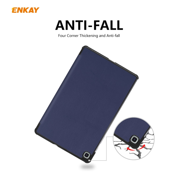 For Samsung Galaxy Tab S6 Lite P610 / P615 / Tab S6 Lite 2022 / P613 / P619 ENKAY 3-Fold Plastic Leather Smart Tablet Case(Dark Blue) - free shipping - PMc TechLife - Order now!