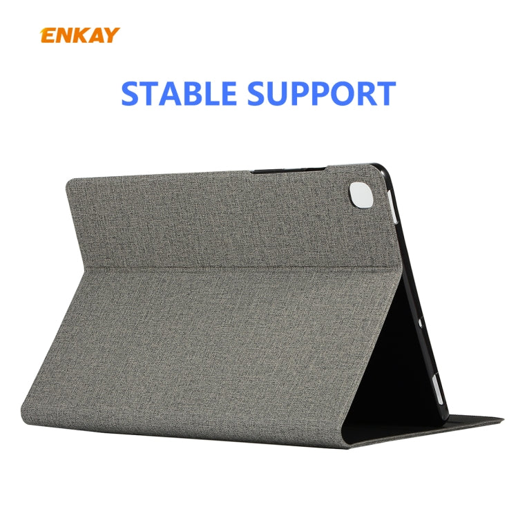 For Samsung Galaxy Tab S6 Lite P610 / P615 / Tab S6 Lite 2022 / P613 / P619 ENKAY Coarse Cloth Leather Smart Tablet Case(Grey) - free shipping - PMc TechLife - Order now!
