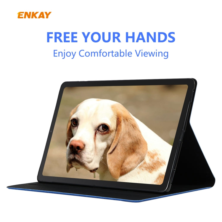 For Samsung Galaxy Tab S6 Lite P610 / P615 / Tab S6 Lite 2022 / P613 / P619 ENKAY Coarse Cloth Leather Smart Tablet Case(Blue) - free shipping - PMc TechLife - Order now!