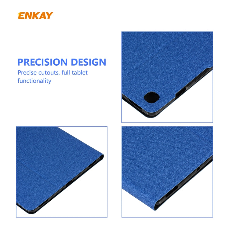For Samsung Galaxy Tab S6 Lite P610 / P615 / Tab S6 Lite 2022 / P613 / P619 ENKAY Coarse Cloth Leather Smart Tablet Case(Blue) - free shipping - PMc TechLife - Order now!