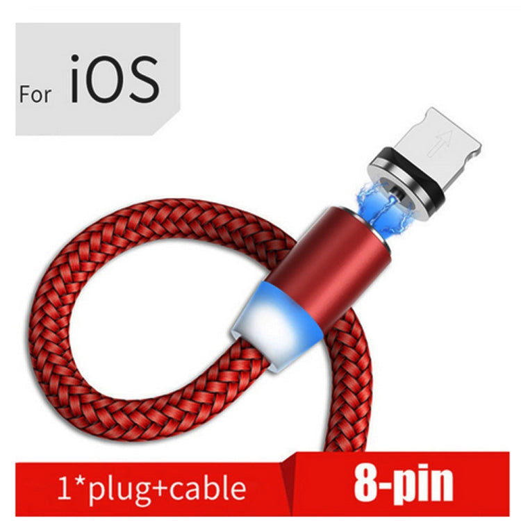 USB to 8 Pin Magnetic Metal Connector Nylon Two-color Braided Magnetic Data Cable, Cable Length: 1m(Red) - free shipping - PMC Jewellery - Order now!