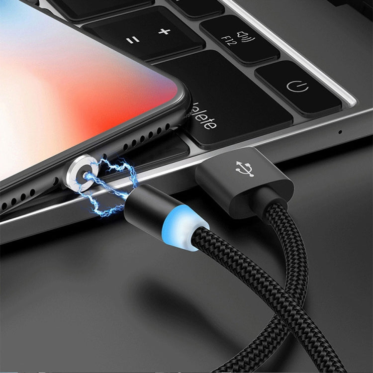 2 in 1 USB to 8 Pin + Micro USB Magnetic Metal Interface Nylon Braided Charging Cable, Length: 1m(Black) - free shipping - PMC Jewellery - Order now!