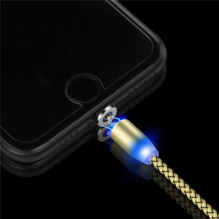 2 in 1 USB to 8 Pin + Micro USB Magnetic Metal Interface Nylon Braided Charging Cable, Length: 1m(Gold) - Charging Cable & Head by PMC Jewellery | Online Shopping South Africa | PMC Jewellery | Buy Now Pay Later Mobicred