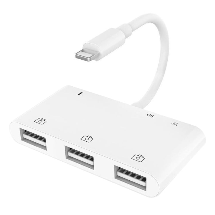 ZS-S1852 6 in 1 3 USB Female to 8 Pin Male OTG Camera Card Reader Adapter with SD & TF Card & 8 Pin Charging Interface, Support All iOS System - Converter & Adapter by PMC Jewellery | Online Shopping South Africa | PMC Jewellery | Buy Now Pay Later Mobicred