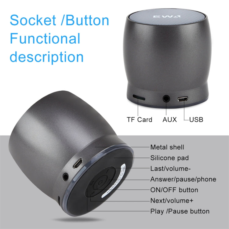 EWA A150 Portable Mini Bluetooth Speaker Wireless Hifi Stereo Strong Bass Music Boom Box Metal Subwoofer, Support Micro SD Card & 3.5mm AUX(Blue) - free shipping - PMC Jewellery - Order now!