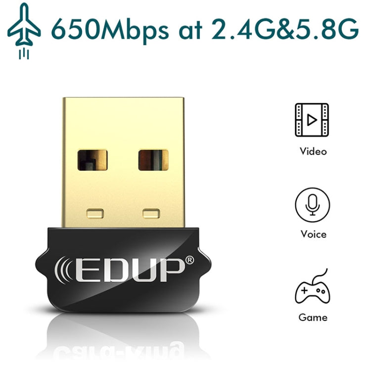 EDUP EP-AC1651 USB WIFI Adapter 650Mbps Dual Band 5G/2.4GHz External Wireless Network Card Wifi Dongle Receiver for Laptop Windows MacOS - free shipping - PMC Jewellery - Order now!