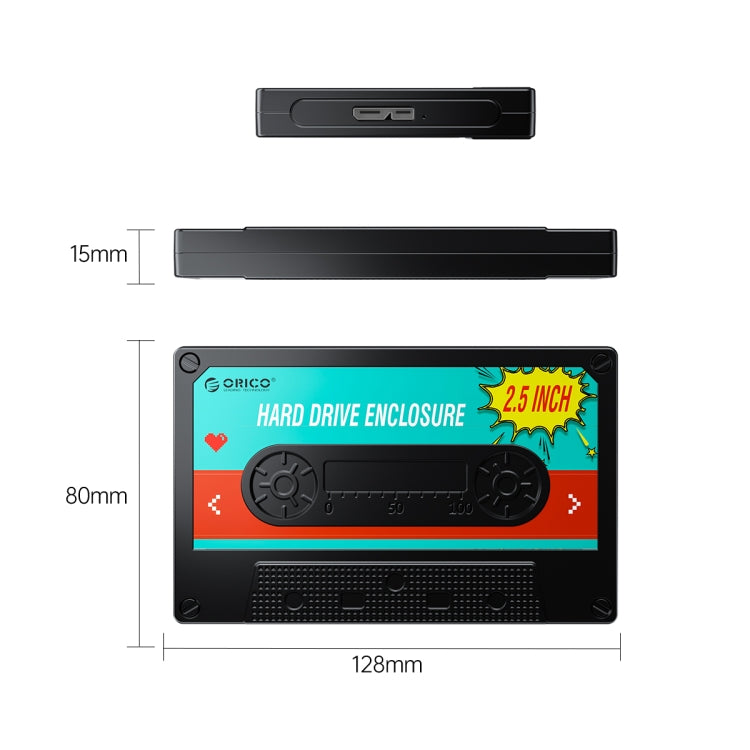 ORICO 2580U3 2.5 inch USB 3.0 SATA Hard Drive Enclosure Classic Mobile Hard Disk Box - HDD Enclosure by ORICO | Online Shopping South Africa | PMC TechLife | Buy Now Pay Later Mobicred