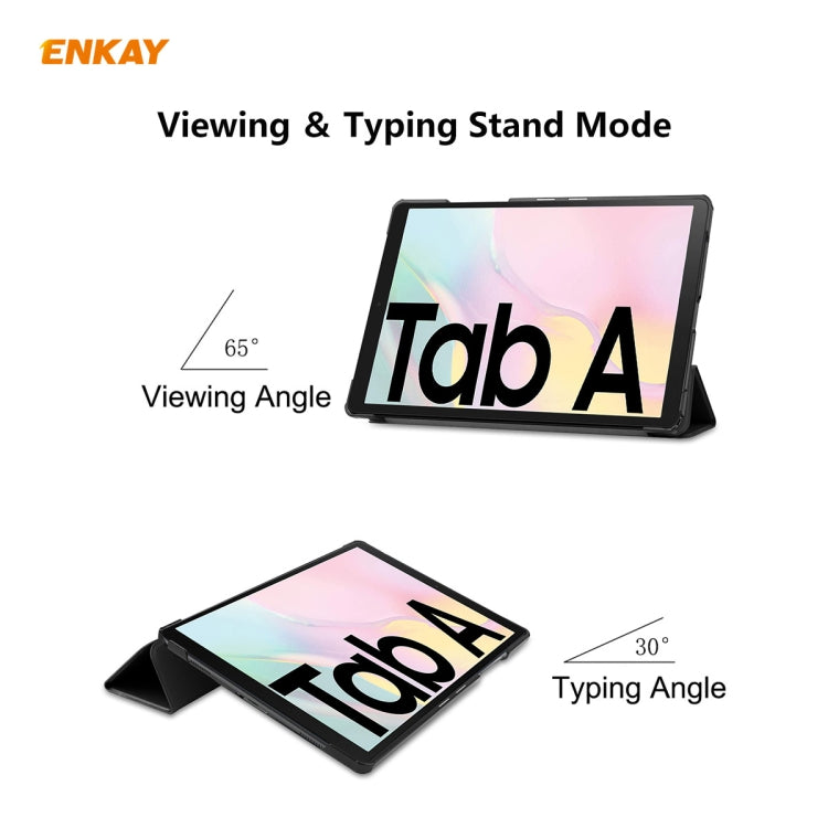 ENKAY ENK-8009 For Samsung Galaxy Tab A7 10.4 T500 / T505 2020 / 2022 PU Leather + Plastic Smart Case with Three-folding Holder(Black) - free shipping - PMc TechLife - Order now!