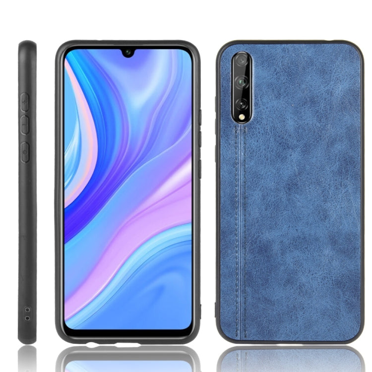 For Huawei P Smart S Shockproof Sewing Cow Pattern Skin PC + PU + TPU Case(Blue) - Huawei Cases by PMC TechLife | Online Shopping South Africa | PMC TechLife