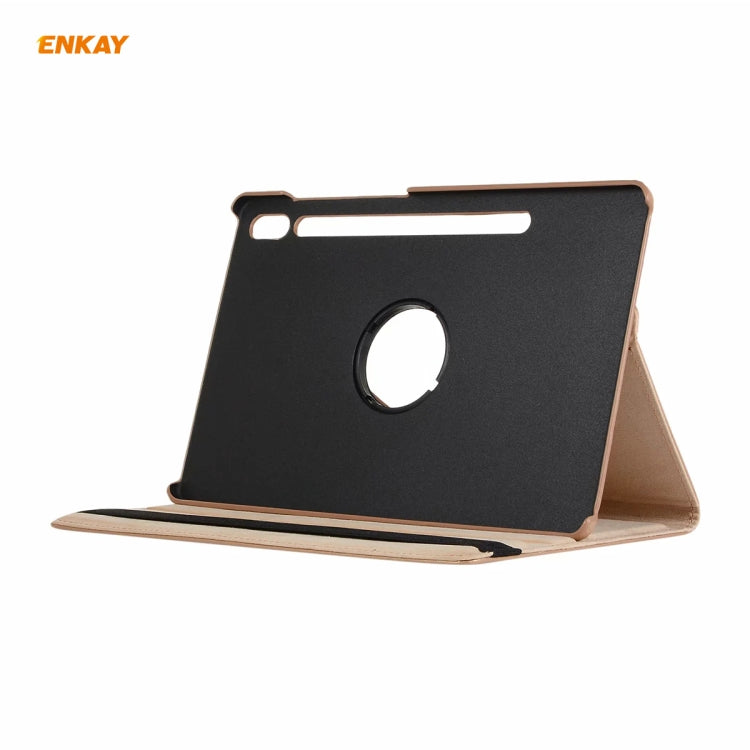 ENKAY for Samsung Galaxy Tab S8 / Galaxy Tab S7 11.0 T870 / T875 ENK-8012 360 Degree Rotation Litchi Texture Horizontal Flip PU Leather Smart Case with Holder & Sleep / Wake-up(Gold) - free shipping - PMc TechLife - Order now!