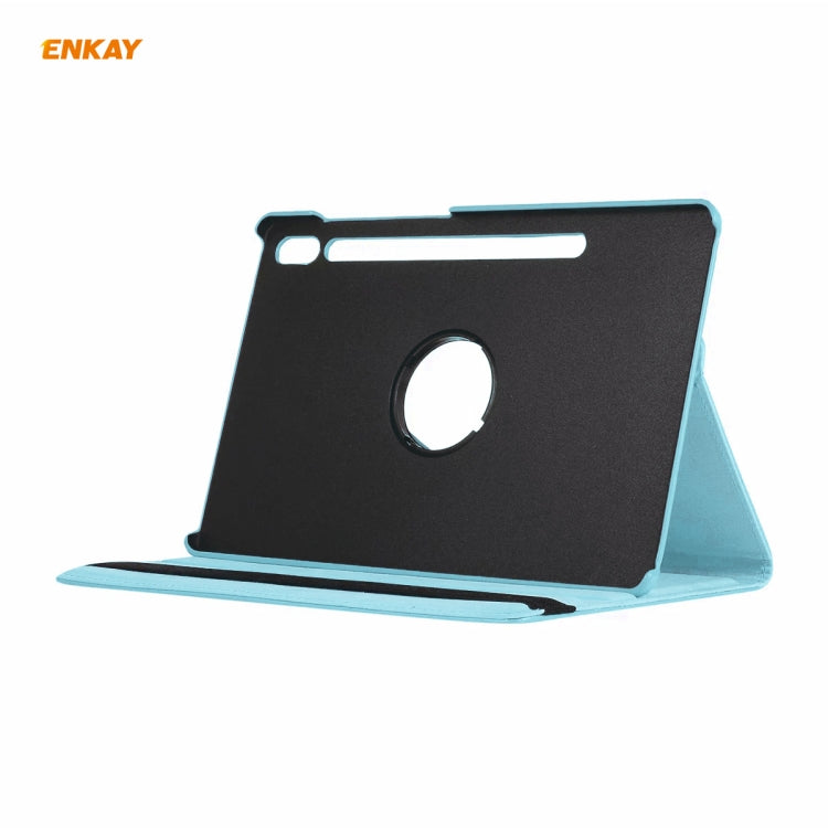 ENKAY for Samsung Galaxy Tab S8 / Galaxy Tab S7 11.0 T870 / T875 ENK-8012 360 Degree Rotation Litchi Texture Horizontal Flip PU Leather Smart Case with Holder & Sleep / Wake-up(Light Blue) - free shipping - PMc TechLife - Order now!
