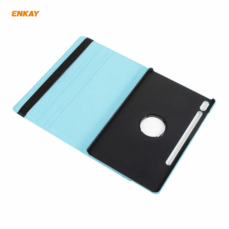 ENKAY for Samsung Galaxy Tab S8 / Galaxy Tab S7 11.0 T870 / T875 ENK-8012 360 Degree Rotation Litchi Texture Horizontal Flip PU Leather Smart Case with Holder & Sleep / Wake-up(Light Blue) - free shipping - PMc TechLife - Order now!