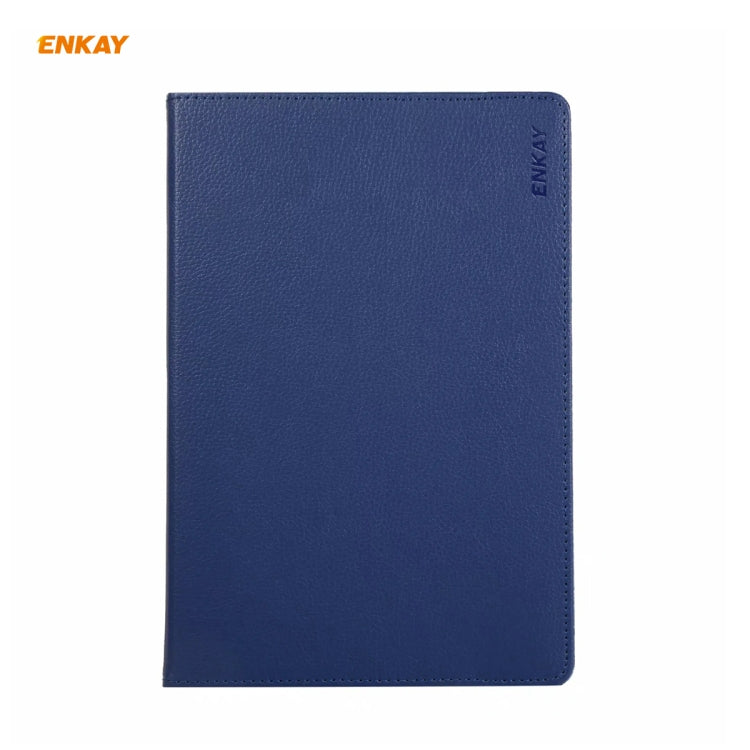 ENKAY for Samsung Galaxy Tab S8 / Galaxy Tab S7 11.0 T870 / T875 ENK-8012 360 Degree Rotation Litchi Texture Horizontal Flip PU Leather Smart Case with Holder & Sleep / Wake-up(Dark Blue) - free shipping - PMc TechLife - Order now!