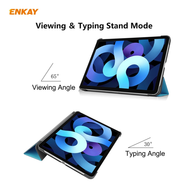 For iPad Air 11 2024 / Pro 11 2018 / Air 10.9 2022 ENKAY 3-folding Plastic Leather Smart Tablet Case(Light Blue) - iPad Air (2022) / (2020) 10.9 Cases by ENKAY | Online Shopping South Africa | PMC TechLife | Buy Now Pay Later Mobicred