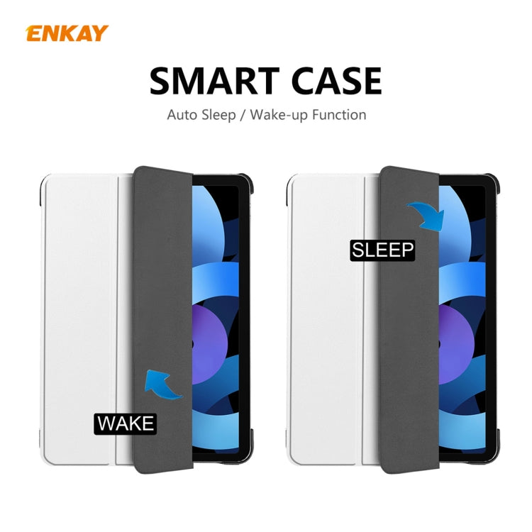 For iPad Air 11 2024 / Pro 11 2018 / Air 10.9 2022 ENKAY 3-folding Plastic Leather Smart Tablet Case(White) - iPad Air (2022) / (2020) 10.9 Cases by ENKAY | Online Shopping South Africa | PMC TechLife | Buy Now Pay Later Mobicred