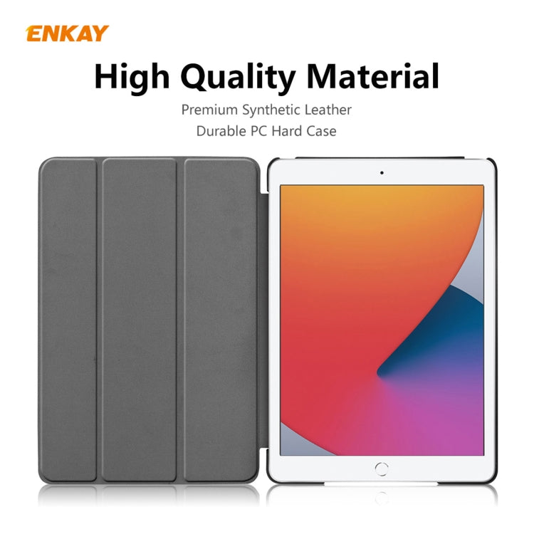 For iPad 10.2 2021 / 2020 / 2019 ENKAY ENK-8014 PU Leather + Plastic Smart Case with Three-folding Holder(Rose Red) - free shipping - PMc TechLife - Order now!