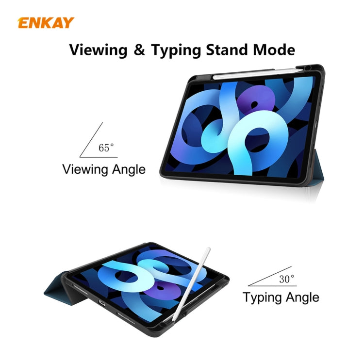 For iPad Air 11 2024 / Pro 11 2018 / Air 10.9 2022 ENKAY TPU Leather Smart Tablet Case with Pen Slot(Blackish Green) - iPad Air (2022) / (2020) 10.9 Cases by ENKAY | Online Shopping South Africa | PMC TechLife | Buy Now Pay Later Mobicred