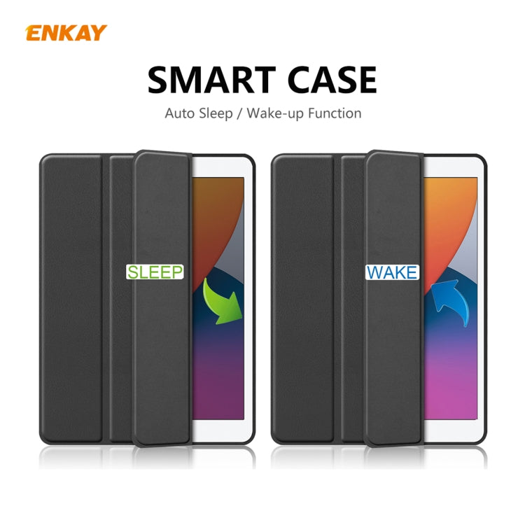 For iPad 10.2 2021 / 2020 / 2019 ENKAY ENK-8016 PU Leather + TPU Smart Case with Pen Slot(Black) - free shipping - PMc TechLife - Order now!
