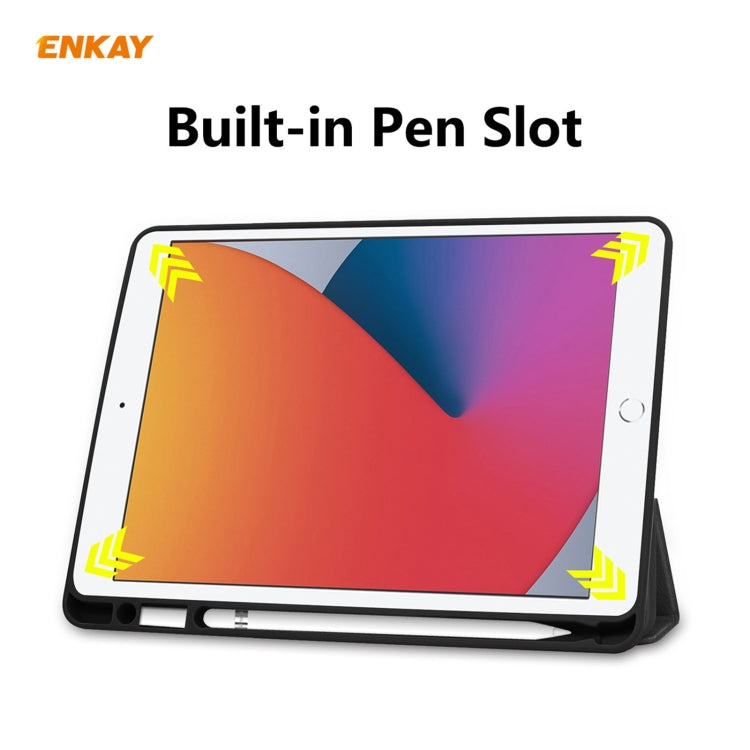 For iPad 10.2 2021 / 2020 / 2019 ENKAY ENK-8016 PU Leather + TPU Smart Case with Pen Slot(Black) - free shipping - PMc TechLife - Order now!