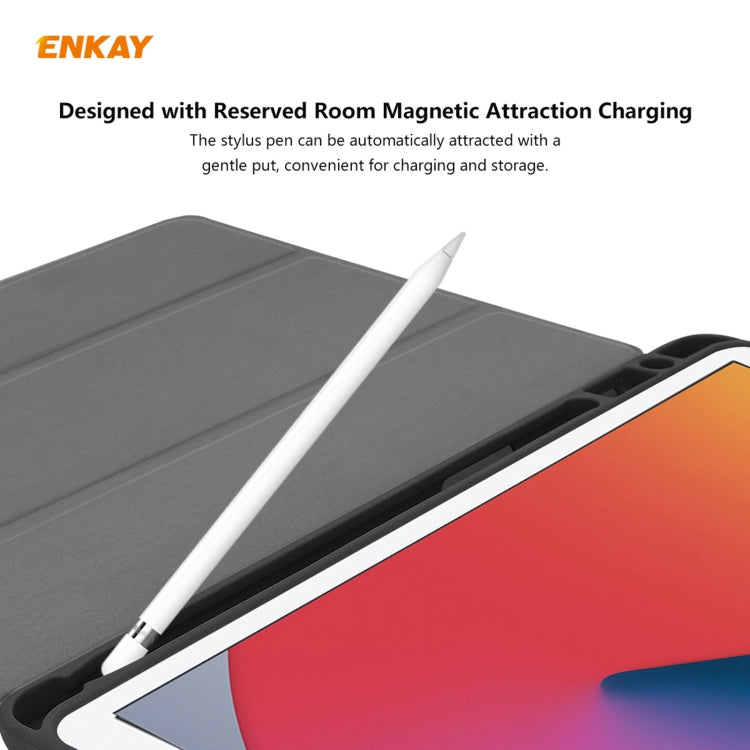 For iPad 10.2 2021 / 2020 / 2019 ENKAY ENK-8016 PU Leather + TPU Smart Case with Pen Slot(Black) - free shipping - PMc TechLife - Order now!