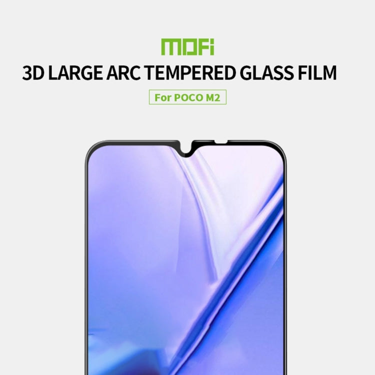 For Xiaomi Poco M2 MOFI 9H 3D Explosion-proof Curved Screen Tempered Glass Film(Black) -  by MOFI | Online Shopping South Africa | PMC TechLife