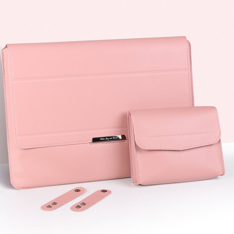 4 in 1 Universal Laptop Holder PU Waterproof Protection Wrist Laptop Bag, Size:15/16inch(Rose gold) - 15 inch by PMC Jewellery | Online Shopping South Africa | PMC Jewellery | Buy Now Pay Later Mobicred