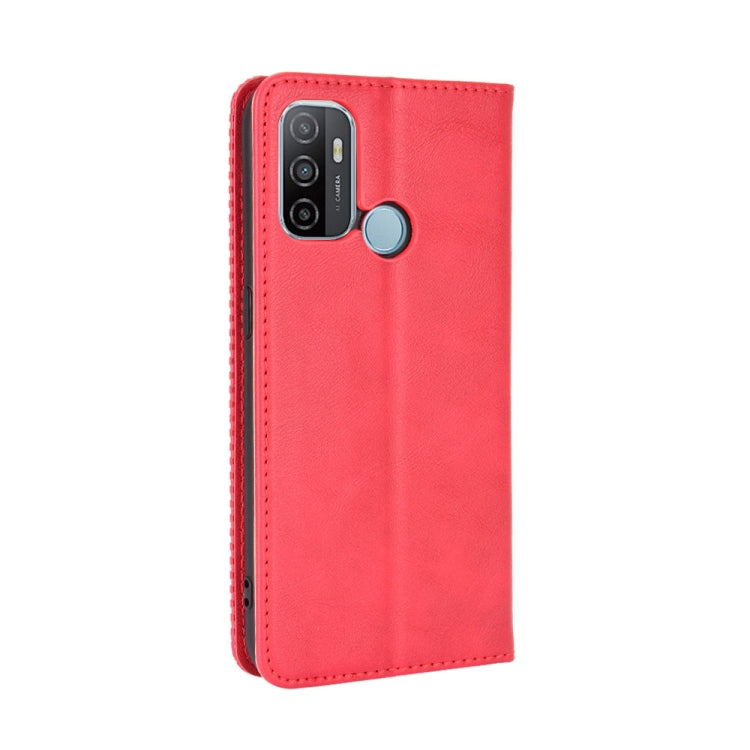 For OPPO A53 2020 / A53S 2020 / A33  Magnetic Buckle Retro Crazy Horse Texture Horizontal Flip Leather Case with Holder & Card Slots & Photo Frame(Red) - OPPO Cases by PMC TechLife | Online Shopping South Africa | PMC TechLife | Buy Now Pay Later Mobicred